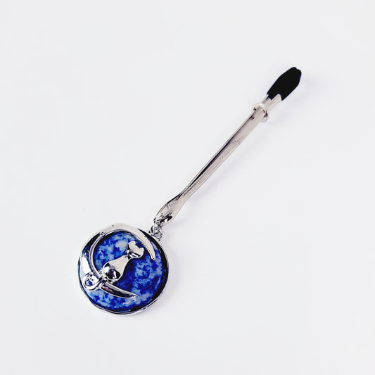 Tweezer Clit Clamp with Cat on Moon Crystal Pendant. BDSM Clitoral Clamp