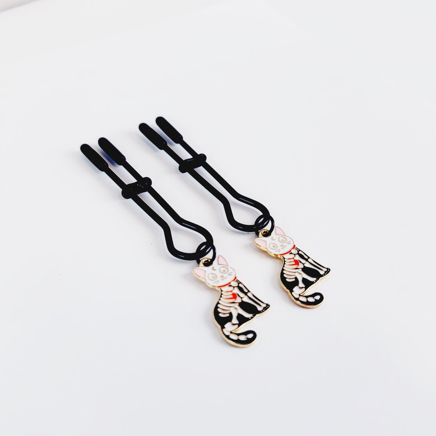 Black Nipple Clamps for Halloween, Bunny or Kitty Cat. Gothic Straight Tweezer Clamps. BDSM