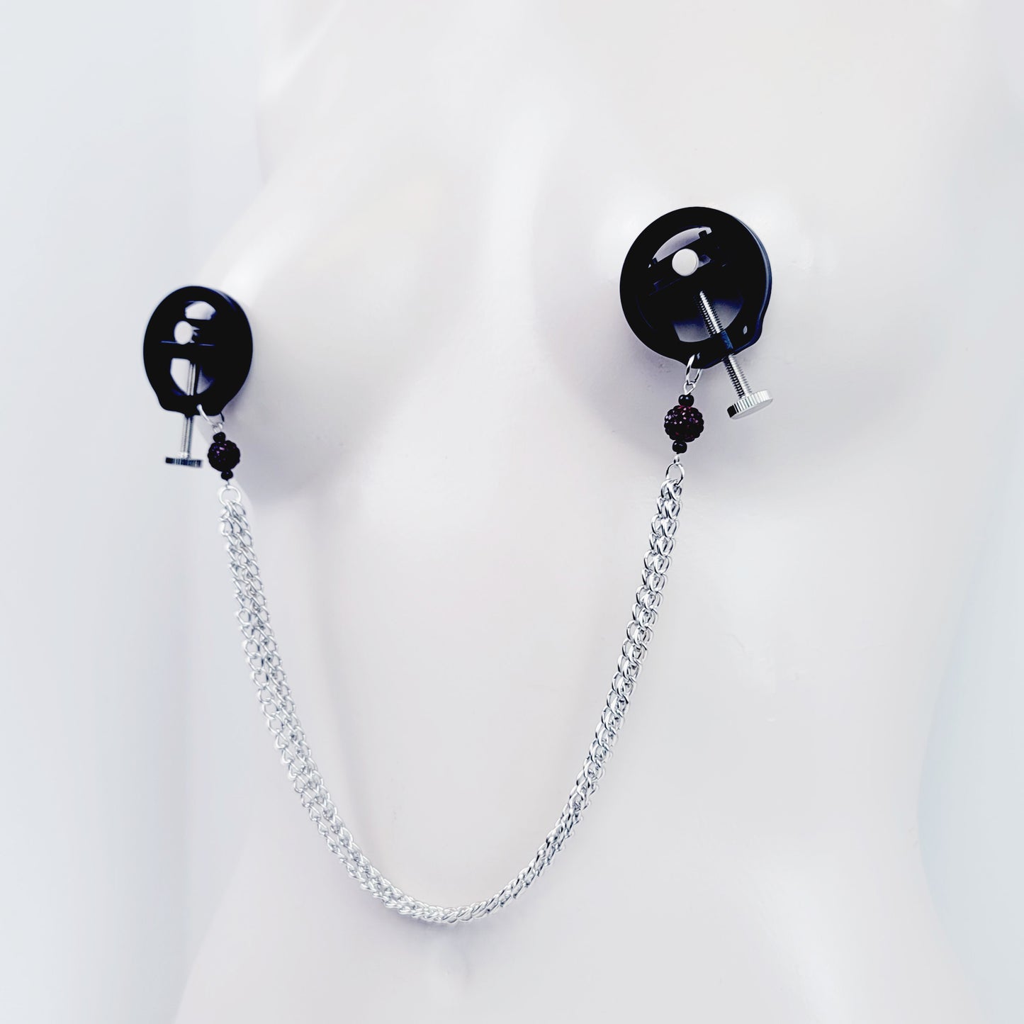 Nipple Press Clamps with Chain and Sparking Beads