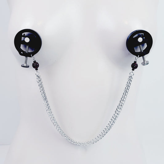 Nipple Press Clamps with Chain and Sparking Beads