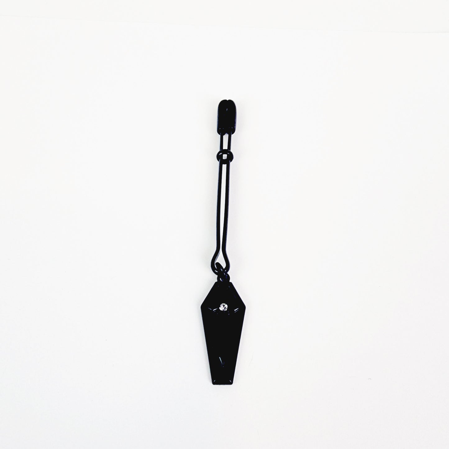 Clit Clamp with Coffin Pendant. Gothic Black Tweezer Clitoral Clamp. Adult Toy for Women