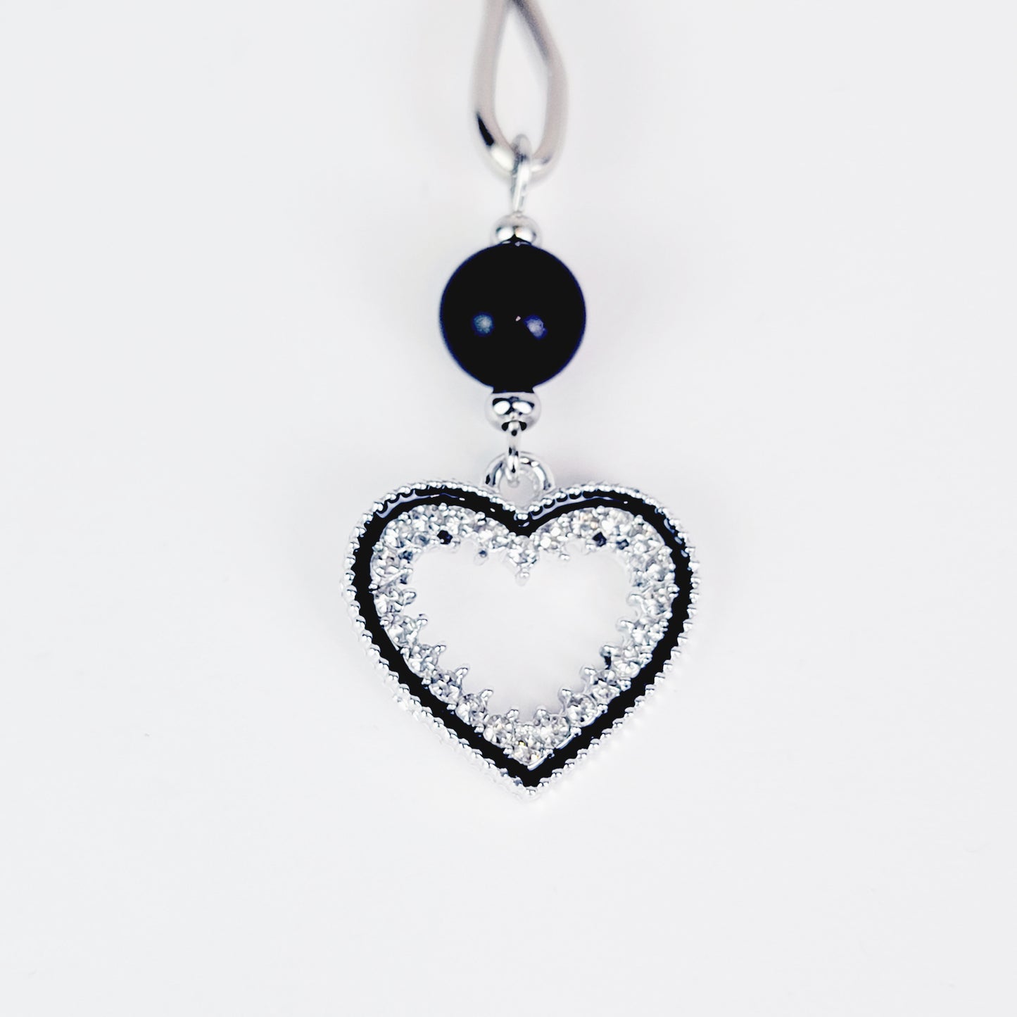 Tweezer Clit Clamp with Sparkling Heart and Black Obsidian. Clitoral Clamp For BDSM Submissive Women.