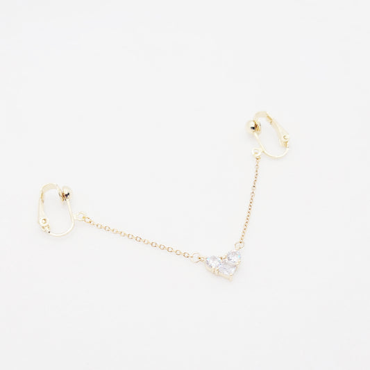 Gold Stainless Steel and Cubic Zirconia Heart Labia Chain Dangle