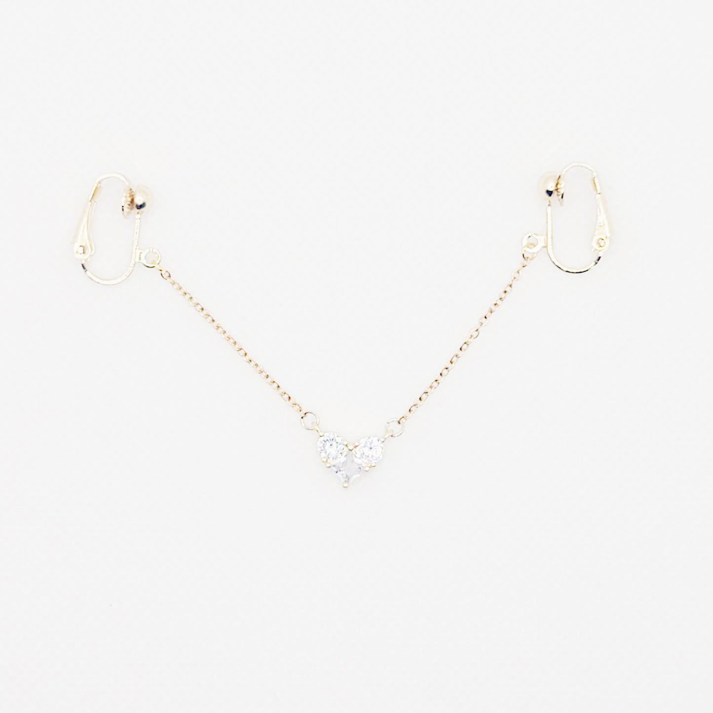 Gold Stainless Steel and Cubic Zirconia Heart Labia Chain Dangle