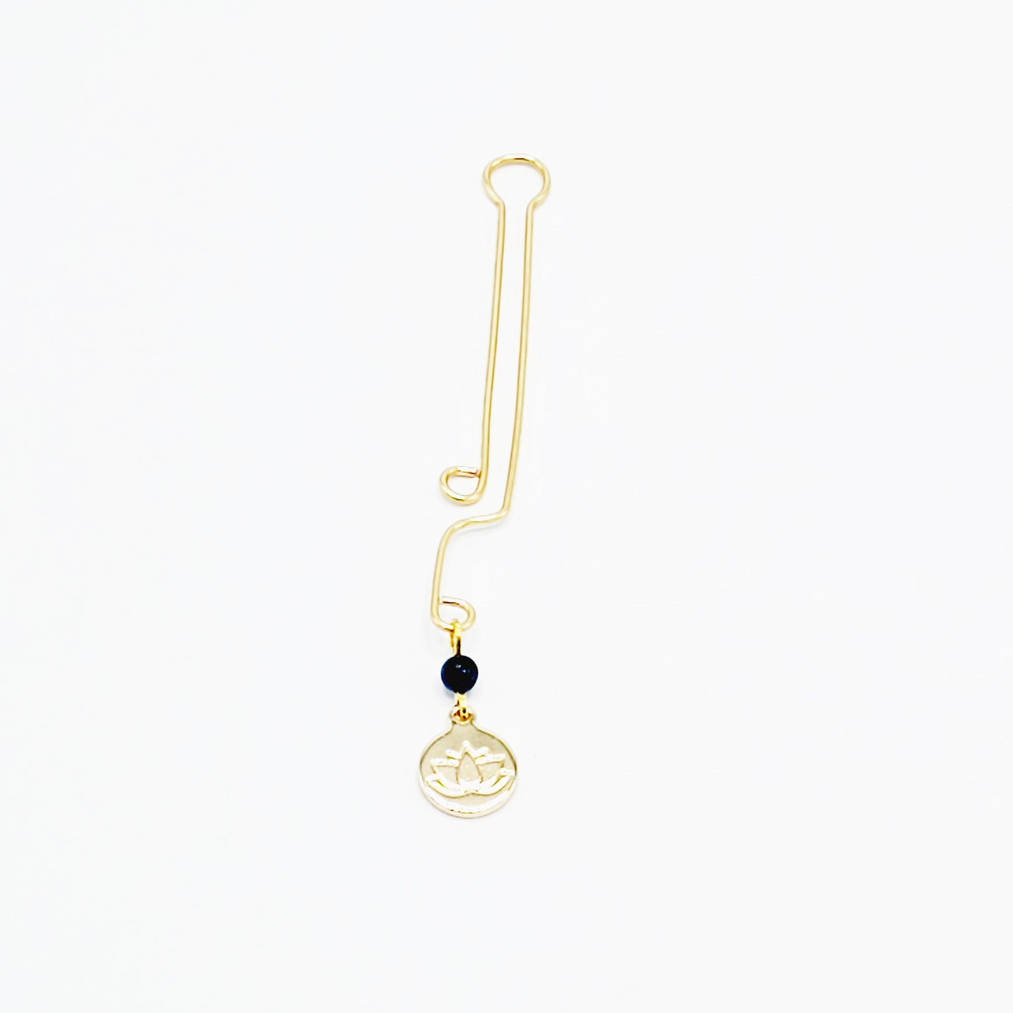 Gold Labia Clip with 18k Gold Lotus Flower. Non Piercing Clit and Labia Genital Jewelry.
