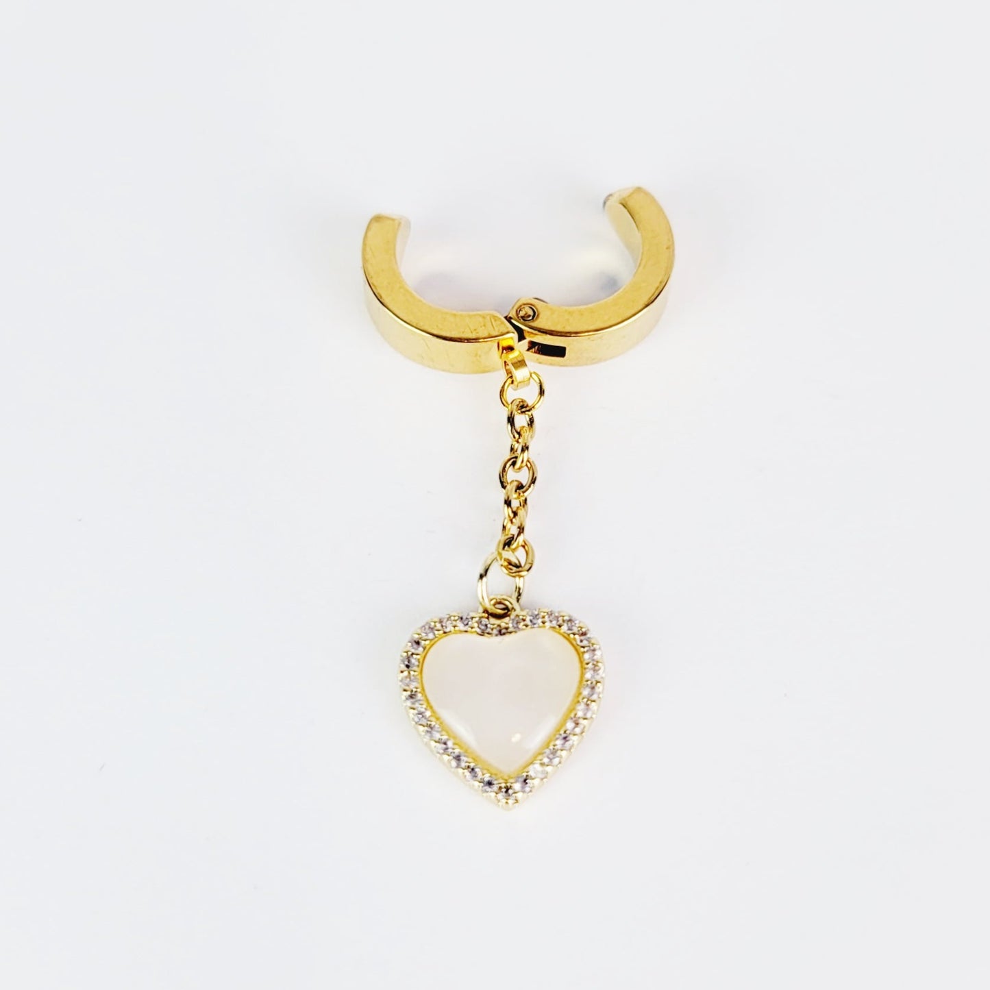 Intimate Jewelry Clip. Non Piercing Gold Stainless Steel Dangling Heart VCH Clip.