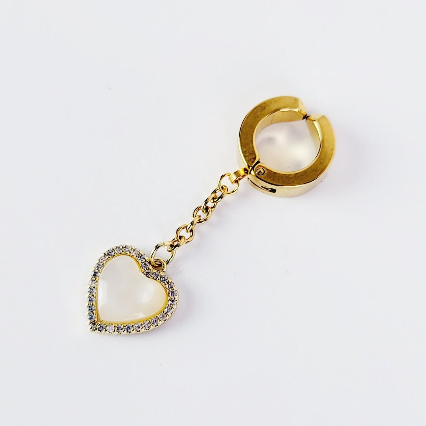 Intimate Jewelry Clip. Non Piercing Gold Stainless Steel Dangling Heart VCH Clip.