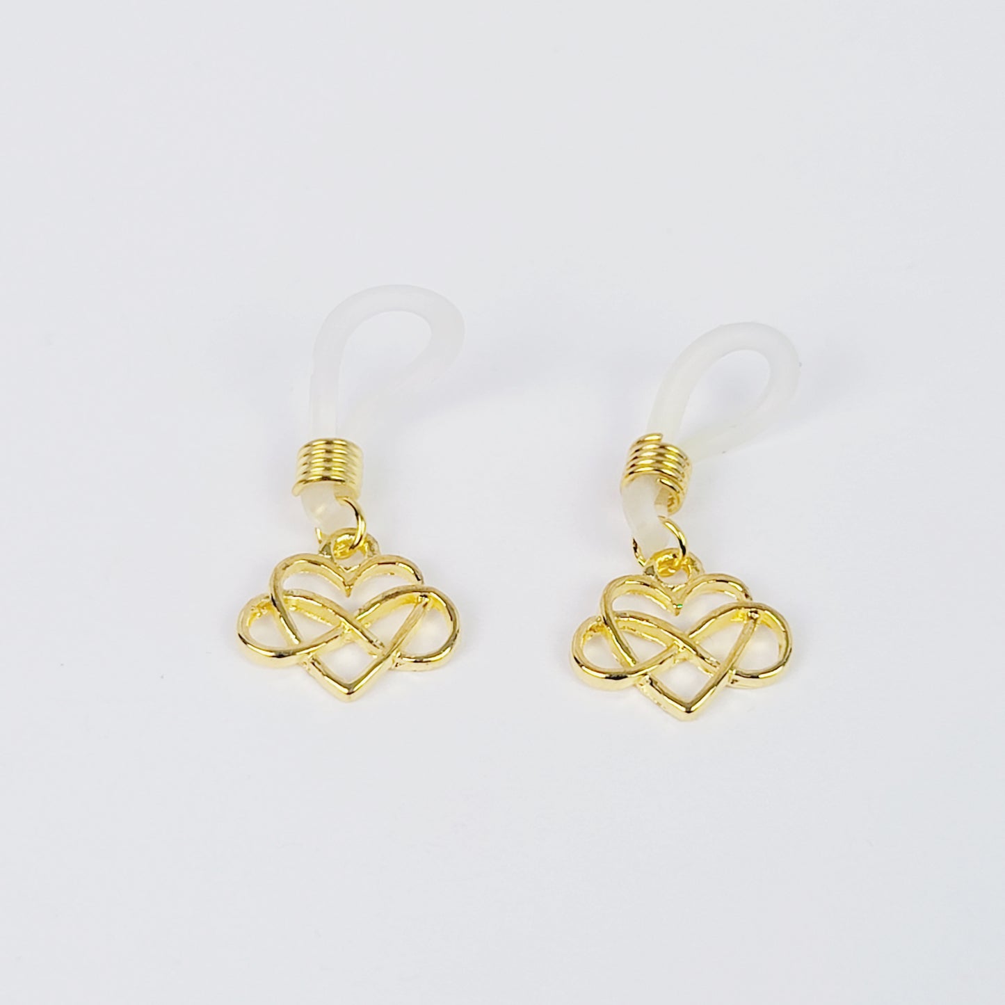 Non Piercing Nipple Dangles with Poly Infinity Heart Charm, Gold.