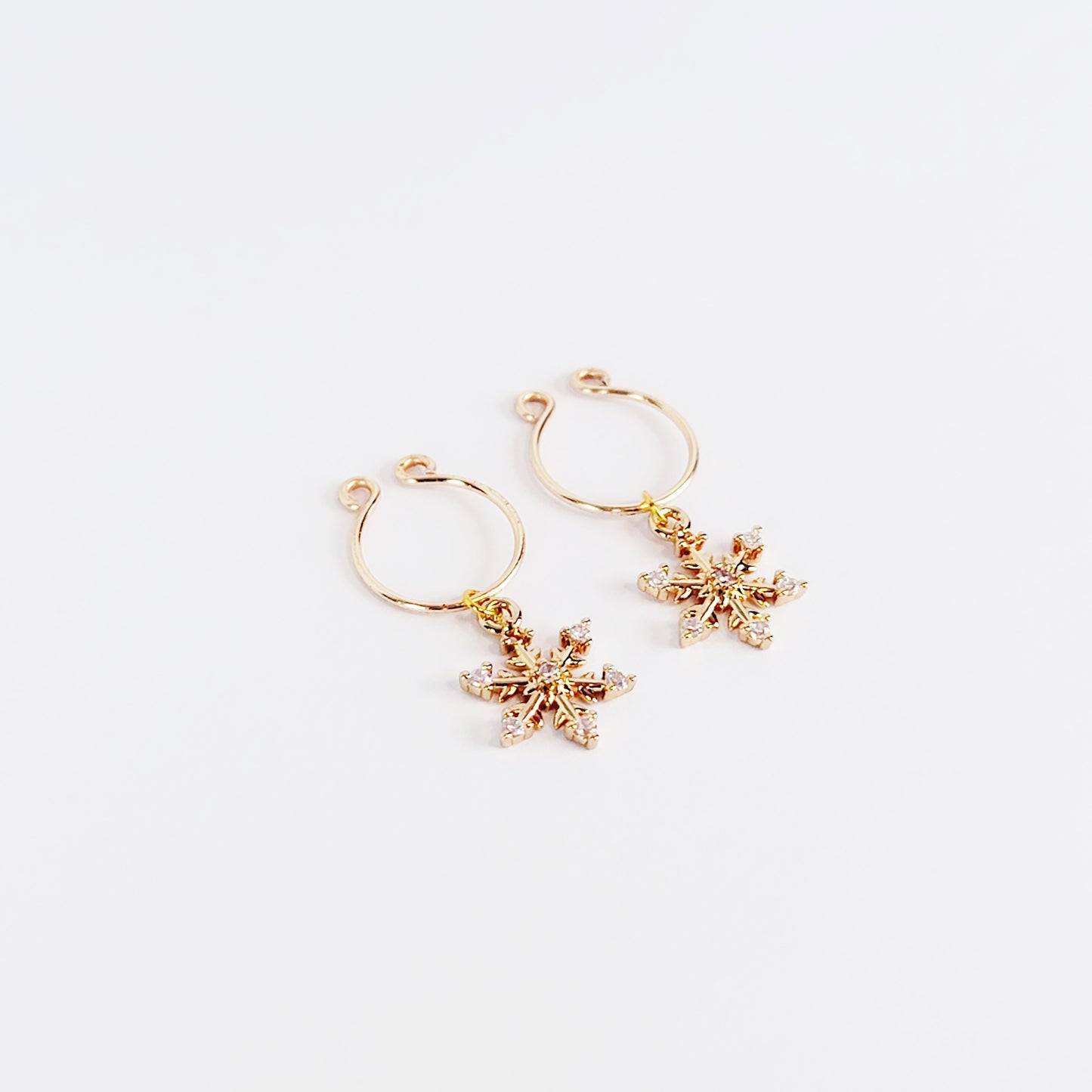 Non Piercing Nipple Rings, Gold , with 18K Snowflakes.