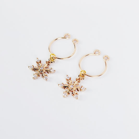 Non Piercing Nipple Rings, Gold , with 18K Snowflakes.