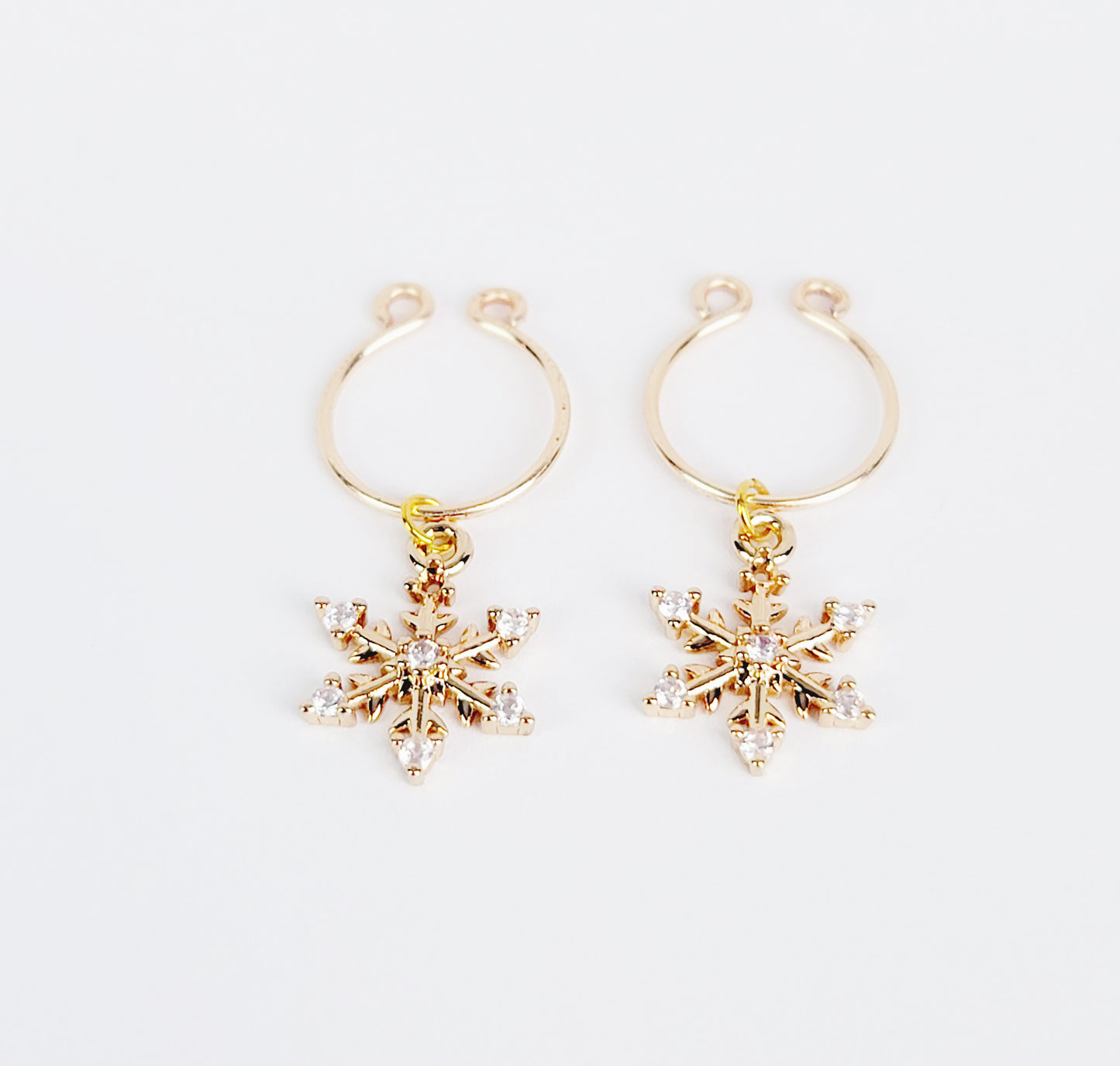 Non Piercing Nipple Rings, Gold , with 18K Snowflakes.