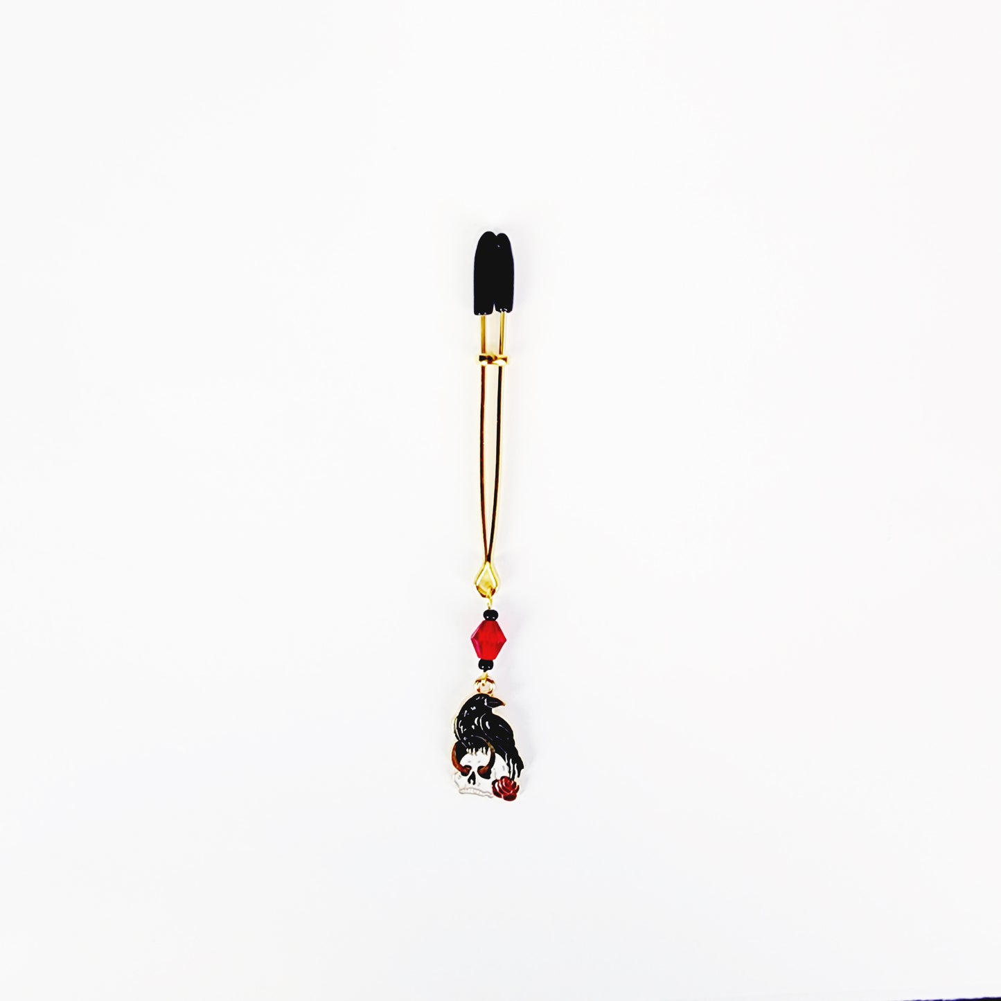 Gothic Clit Clamp. Gold Tweezer Clitoral Clamp with Raven and Skull. MATURE, BDSM