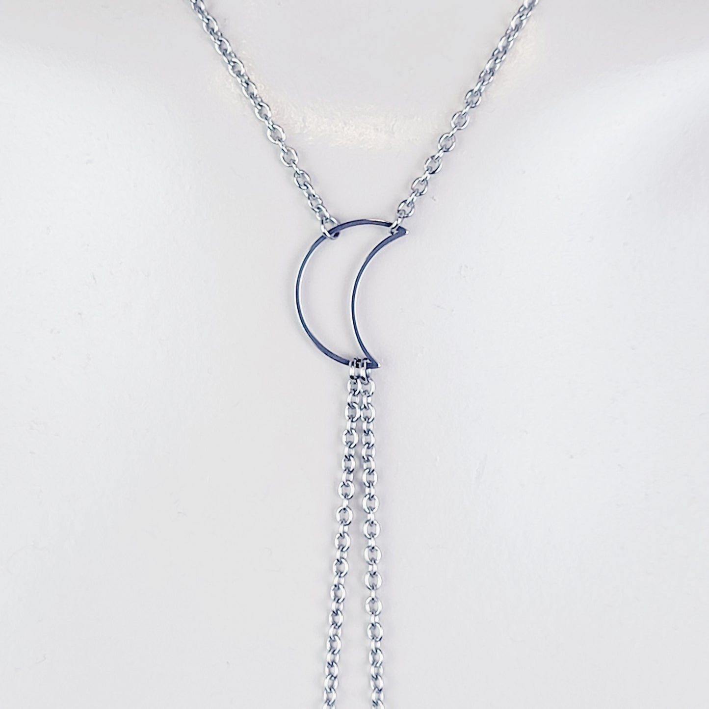 Stainless Steel Crescent Moon Necklace to Nipple, Non-Piercing