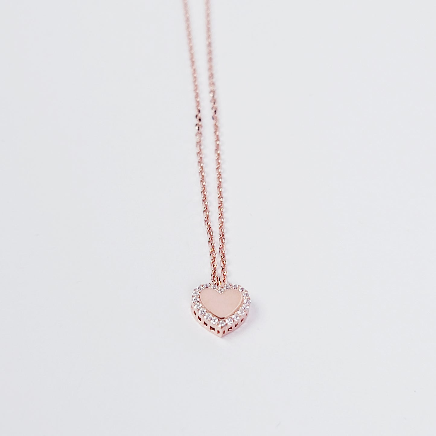 Sterling Silver Rose Gold Discreet Day Collar with Heart