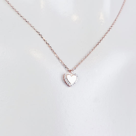 Sterling Silver Rose Gold Discreet Day Collar with Heart