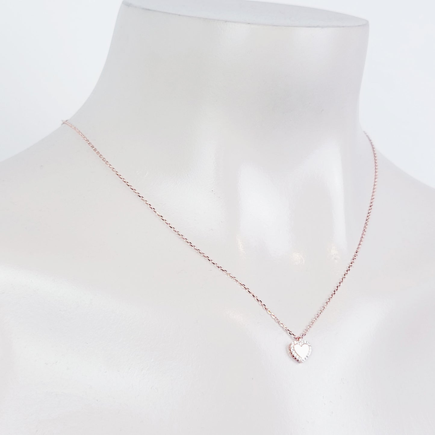 Sterling Silver Rose Gold Discreet Day Collar with Heart