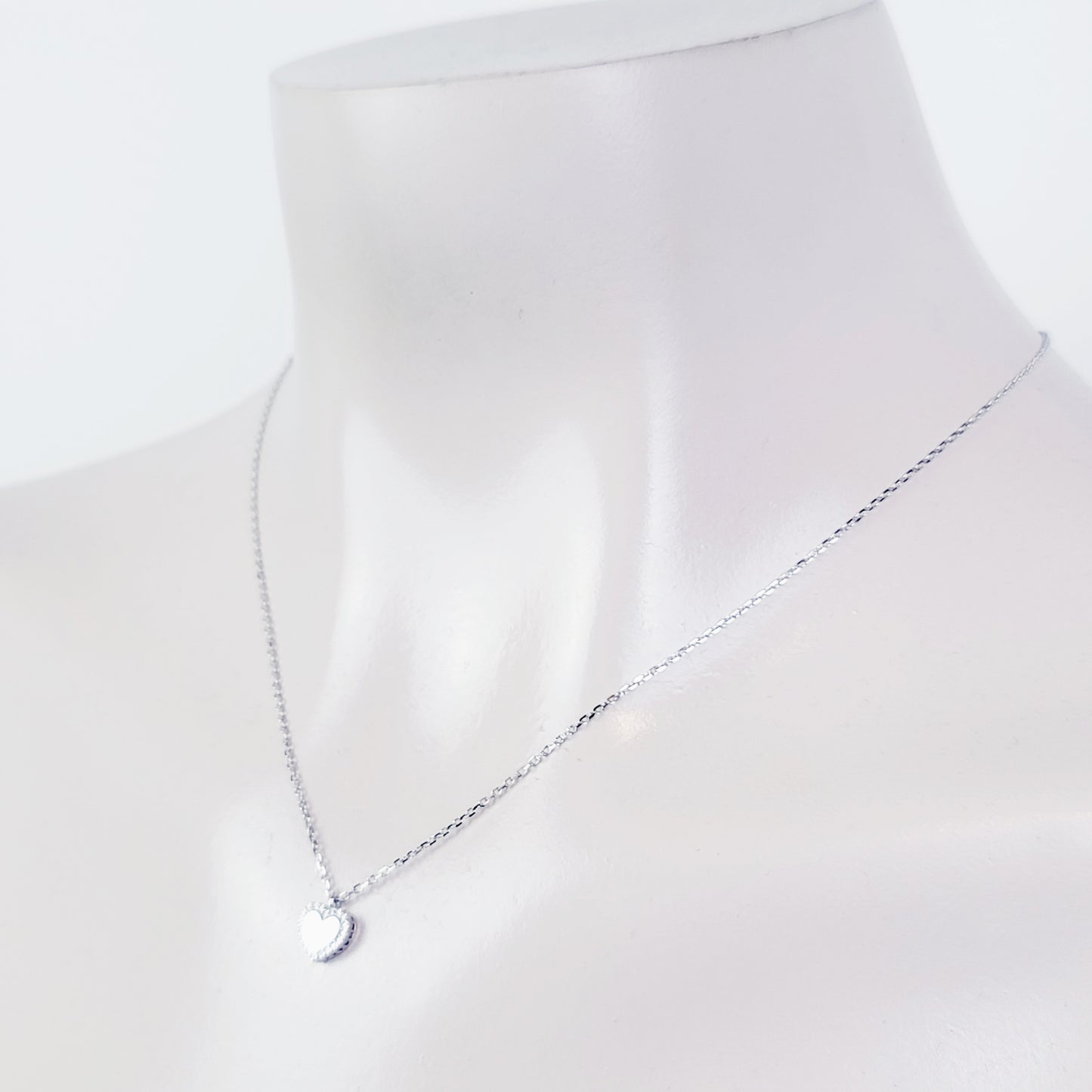 Sterling Silver Discreet Day Collar with Rhinestone Heart