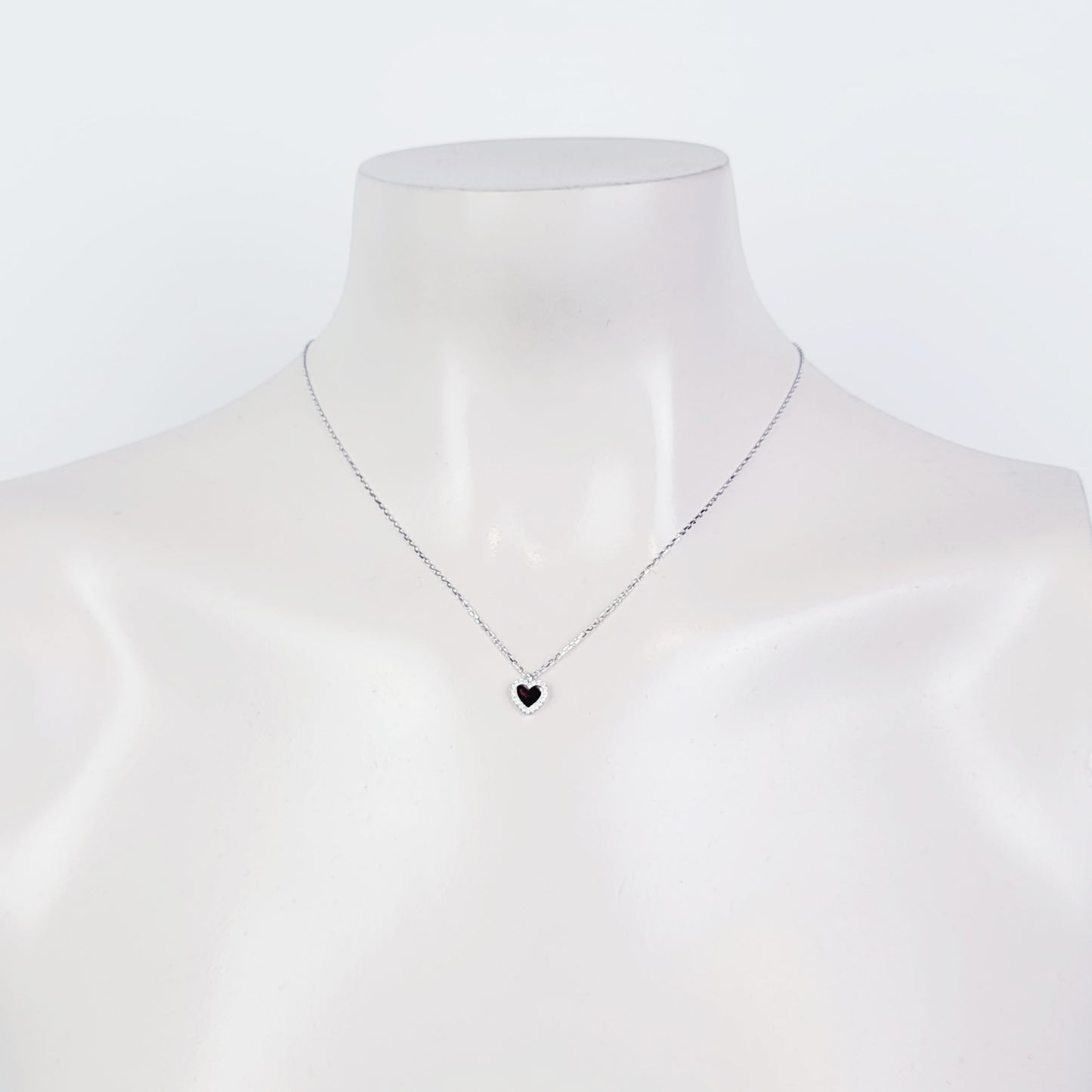 Sterling Silver Discreet Day Collar with Rhinestone Heart