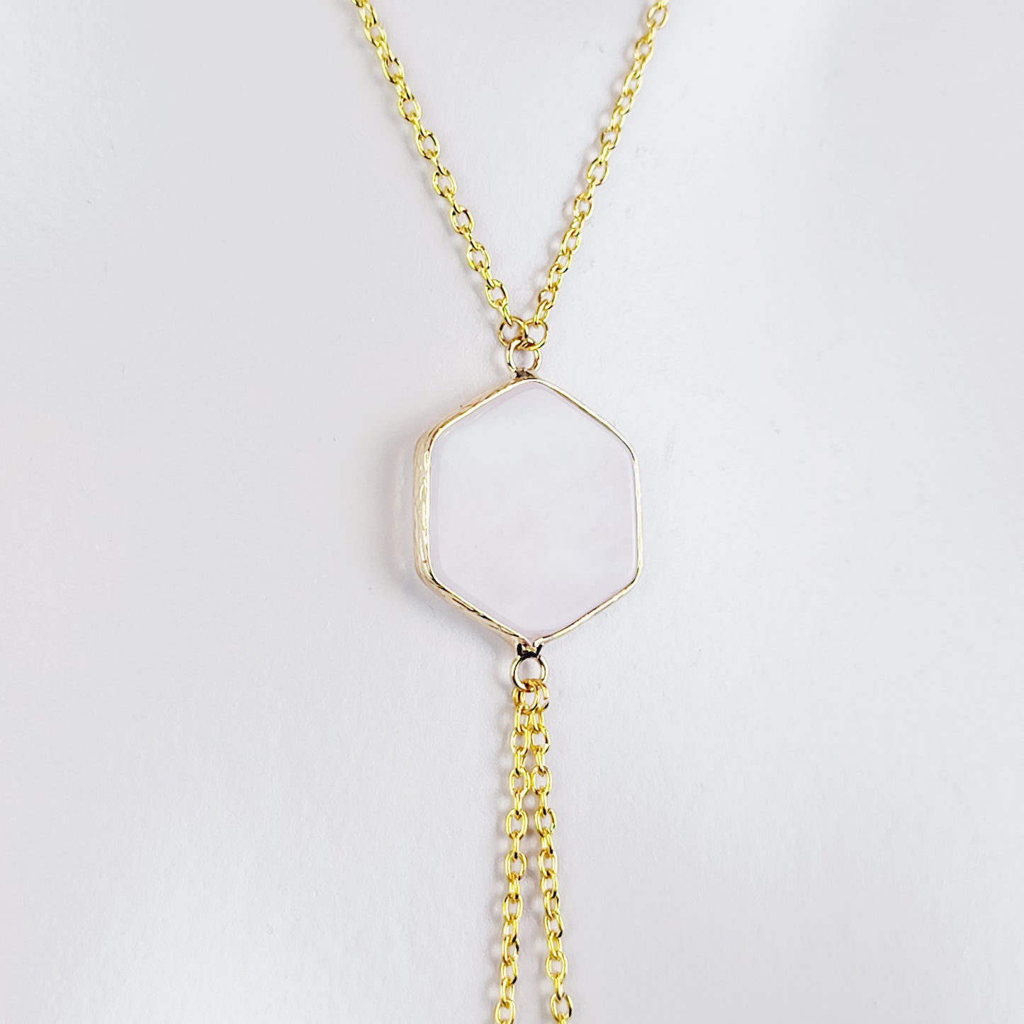 Gold Necklace To Nipple With Semi-Precious Hexagon/ Honeycomb Pendant. Non-Piercing Nipple Nooses or Rings, Nipple Clamps