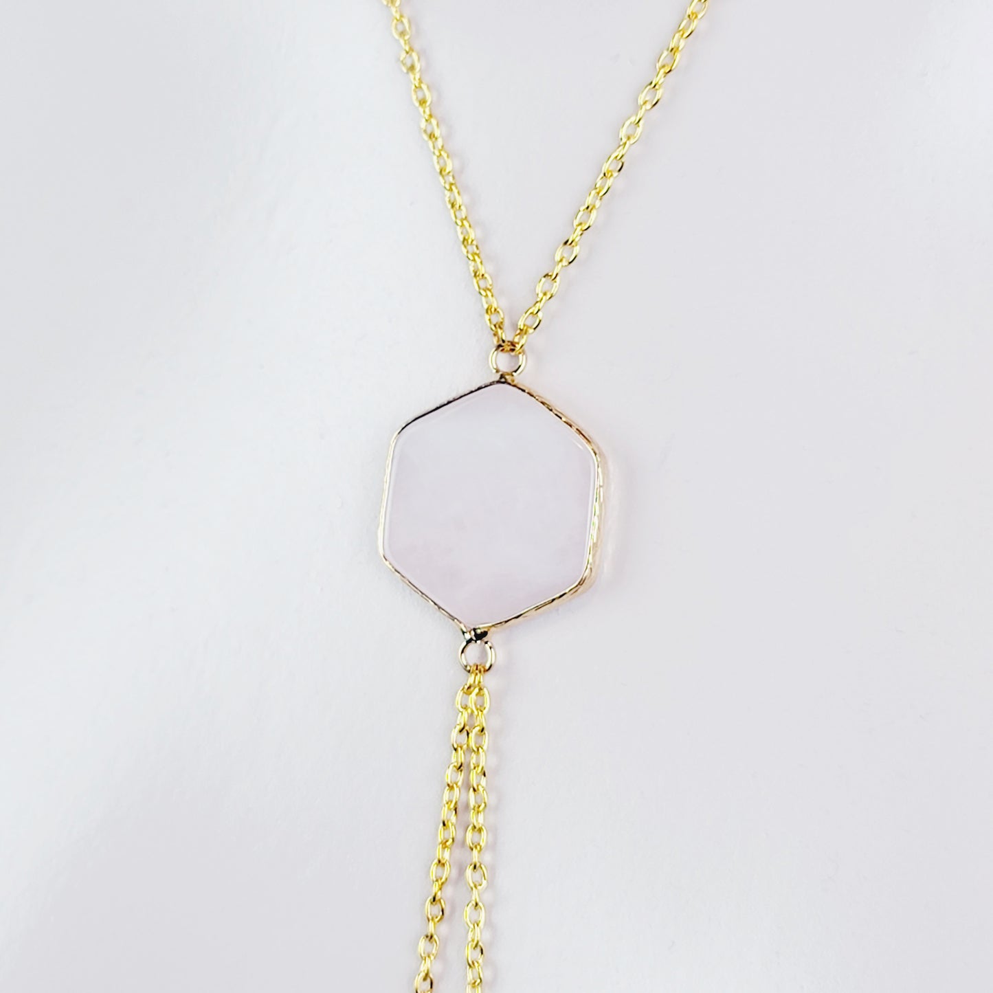 Gold Necklace To Nipple With Semi-Precious Hexagon/ Honeycomb Pendant. Non-Piercing Nipple Nooses or Rings, Nipple Clamps