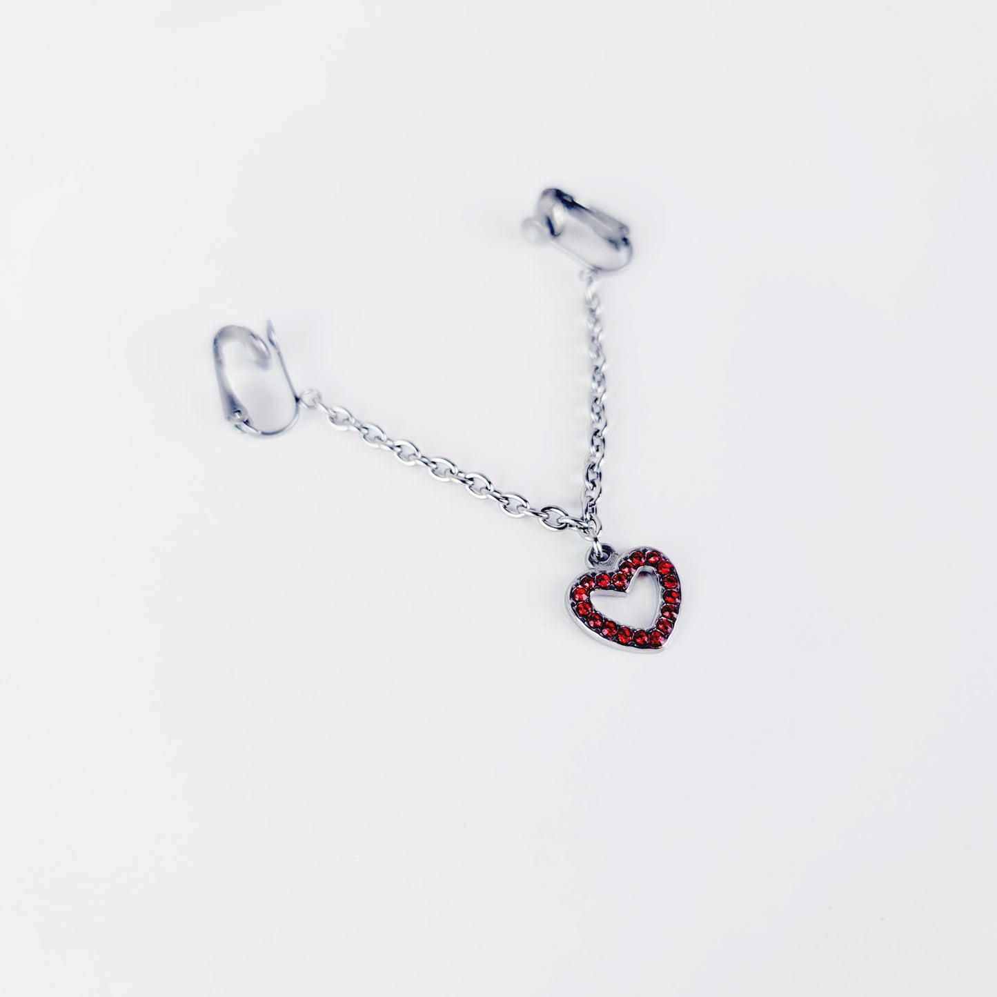 Labia Jewelry with Sparkling Heart. Stainless Steel Non Piercing Labia Chain Dangle.