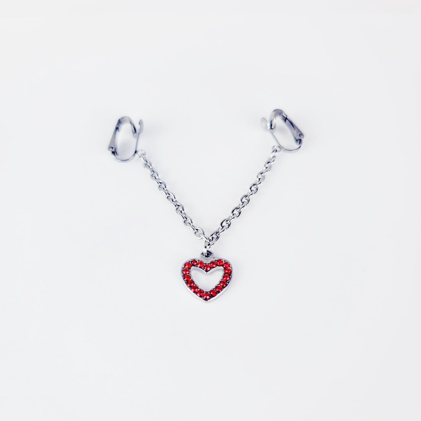 Labia Jewelry with Sparkling Heart. Stainless Steel Non Piercing Labia Chain Dangle.