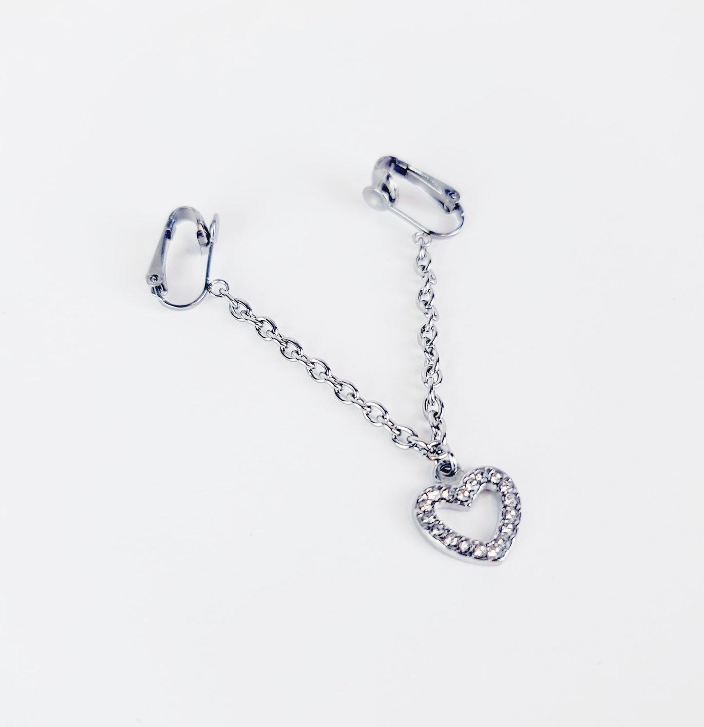 Labia Jewelry with Sparkling Heart. Stainless Steel Non Piercing Labia Chain Dangle.