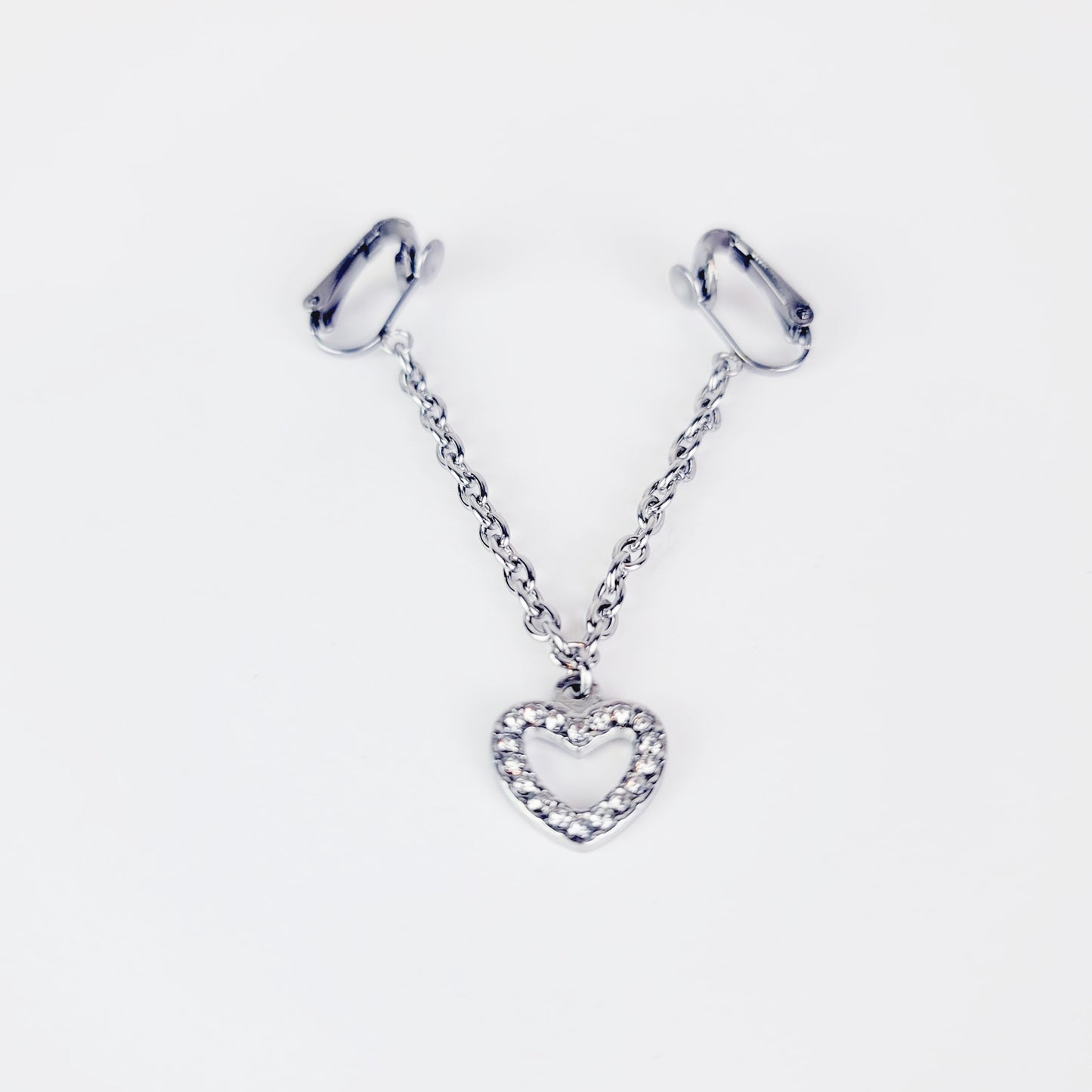Labia Jewelry with Sparkling Heart. Stainless Steel Non Piercing Labia Chain Dangle.