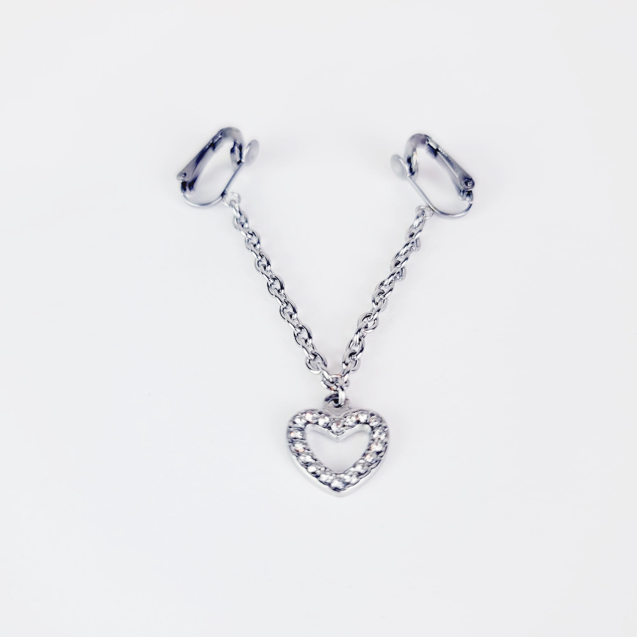 Labia Jewelry With Sparkling Heart. Stainless Steel Non Piercing Labia 