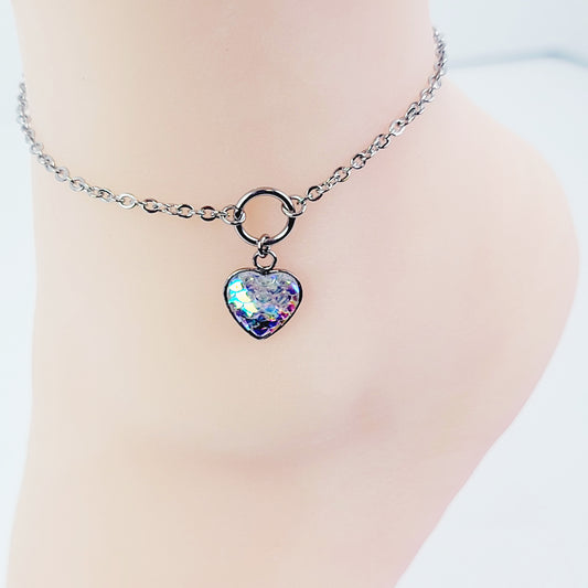 Circle of O Anklet with Mermaid/Dragon Scale Heart. 100%