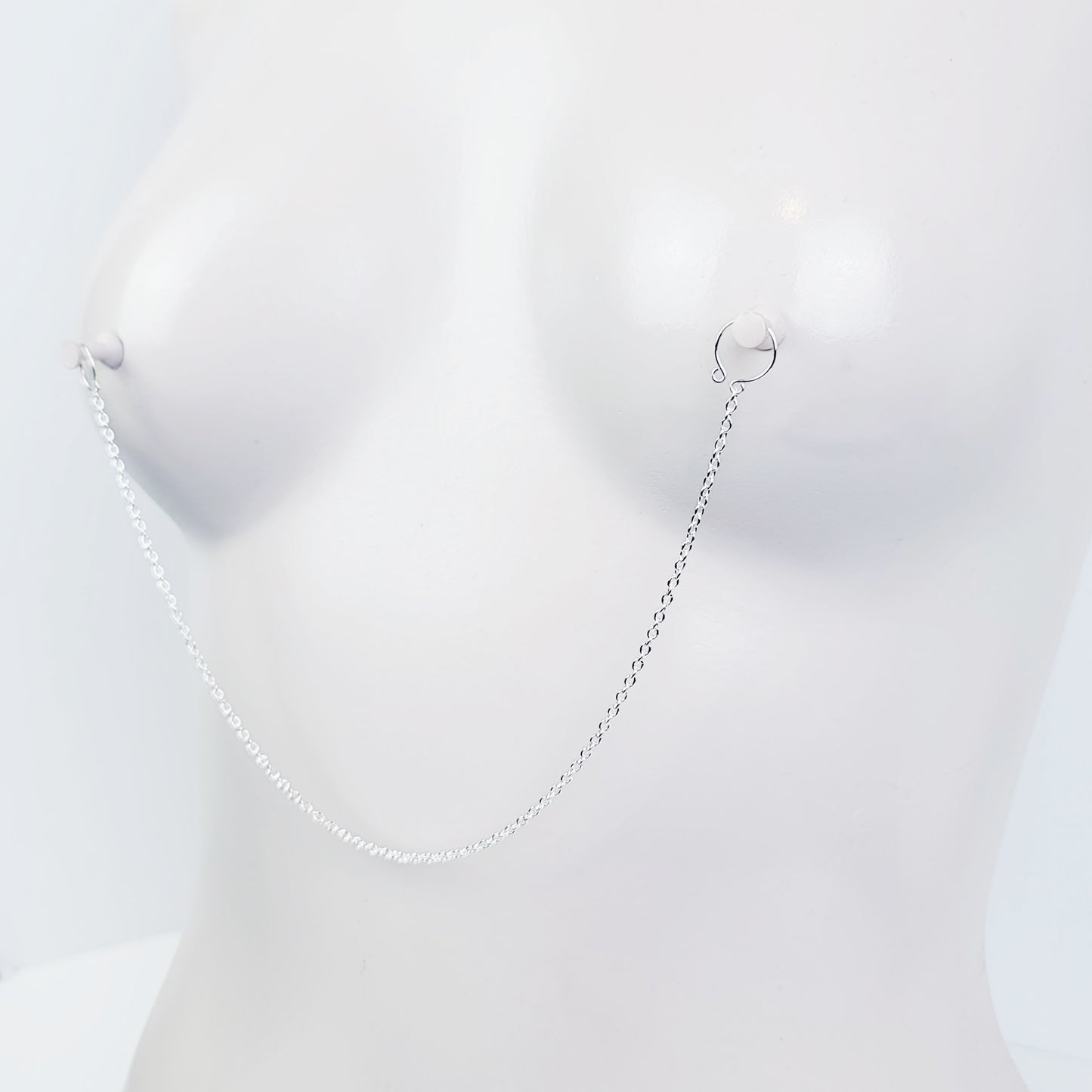 Nipple Chain with Non Piercing Nipple Rings in Silver, Gold, or Rose Gold. Erotic Intimate Body Jewelry for Women.