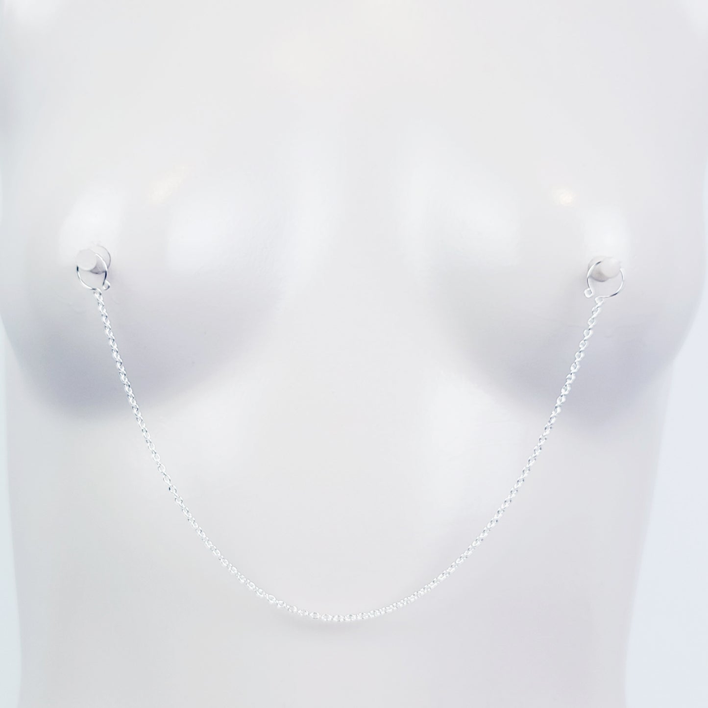 Nipple Chain with Non Piercing Nipple Rings in Silver, Gold, or Rose Gold. Erotic Intimate Body Jewelry for Women.