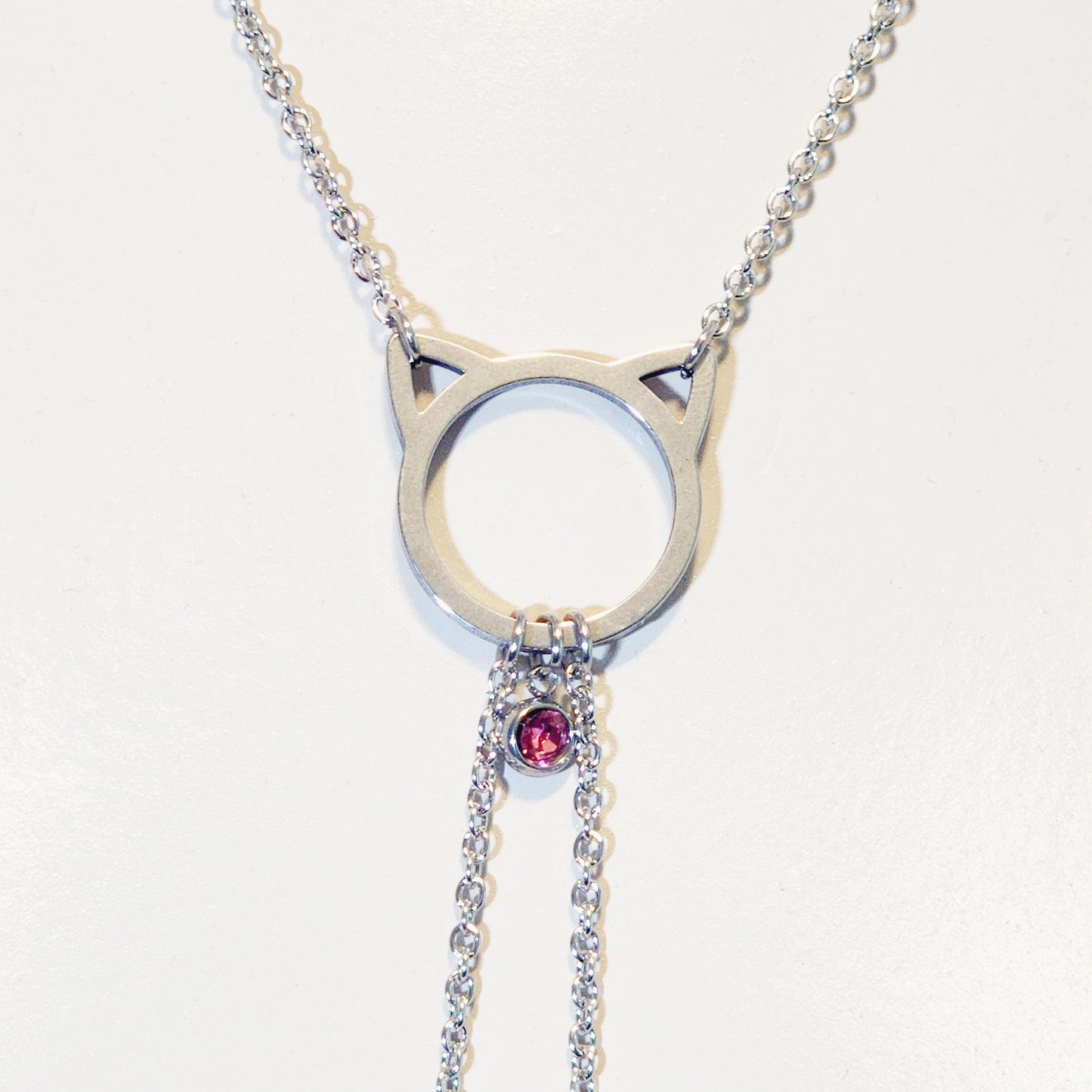 Kitten Necklace to Nipple, Stainless Steel with Gemstone