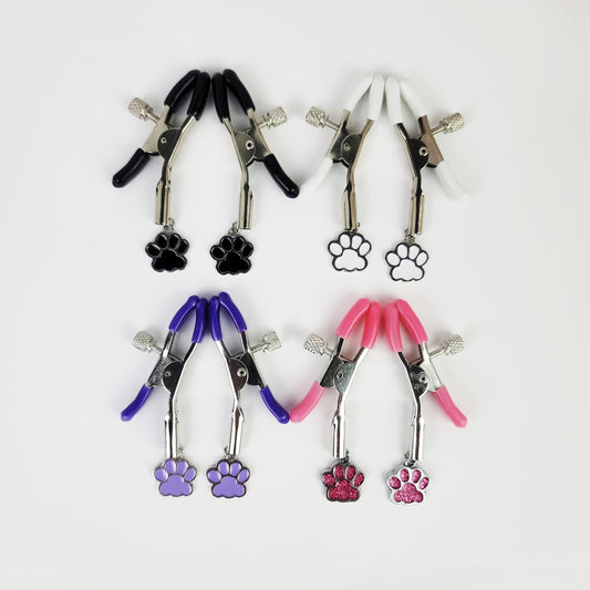 Adjustable Nipple Clamps with Paw Print Charm
