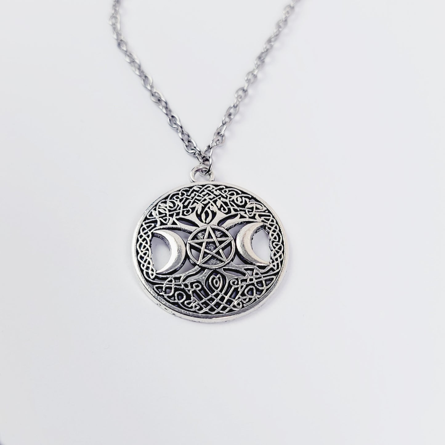 Nipple Chain with Tree of Life Triple Moon Pentacle Charm on Your Choice of Nipple Nooses or Clamps