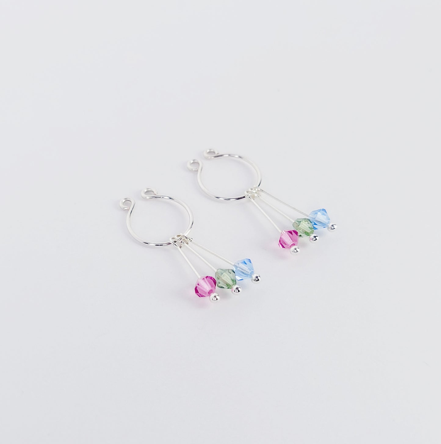 Polysexual Non Piercing Nipple Rings, with Crystal Dangles. Fake Piercings