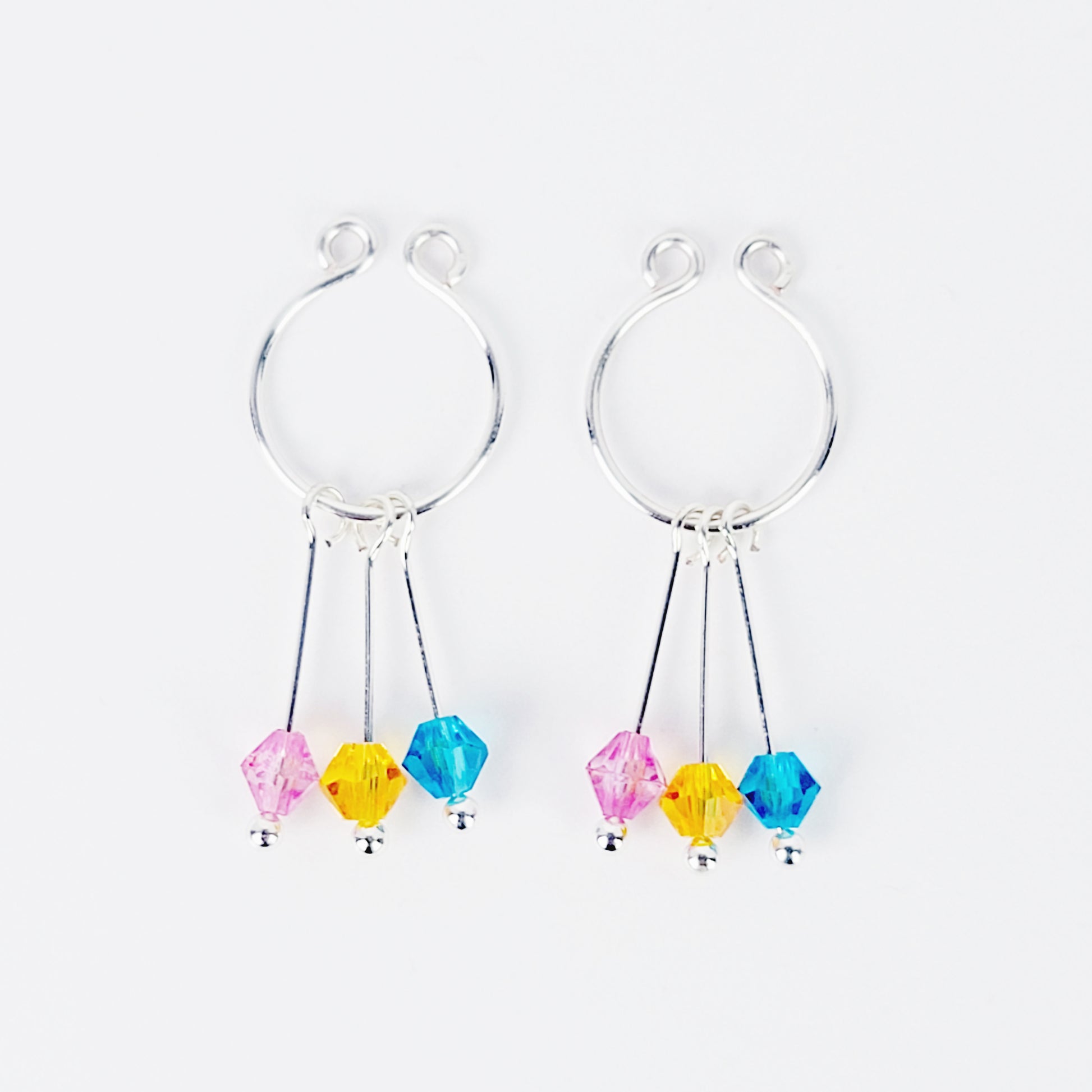 Pansexual Nipple Jewelry, Not Pierced. Non-Piercing Nipple Rings with  Crystal Dangles