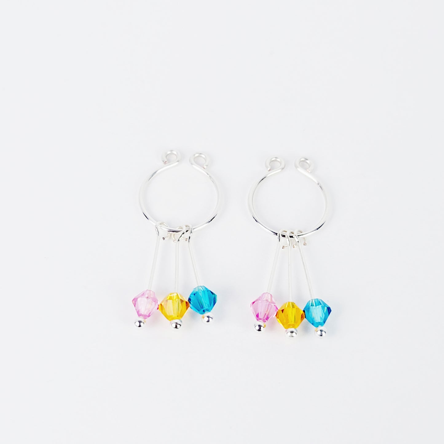 Pansexual Nipple Jewelry, Not Pierced. Non-Piercing Nipple Rings with Crystal Dangles