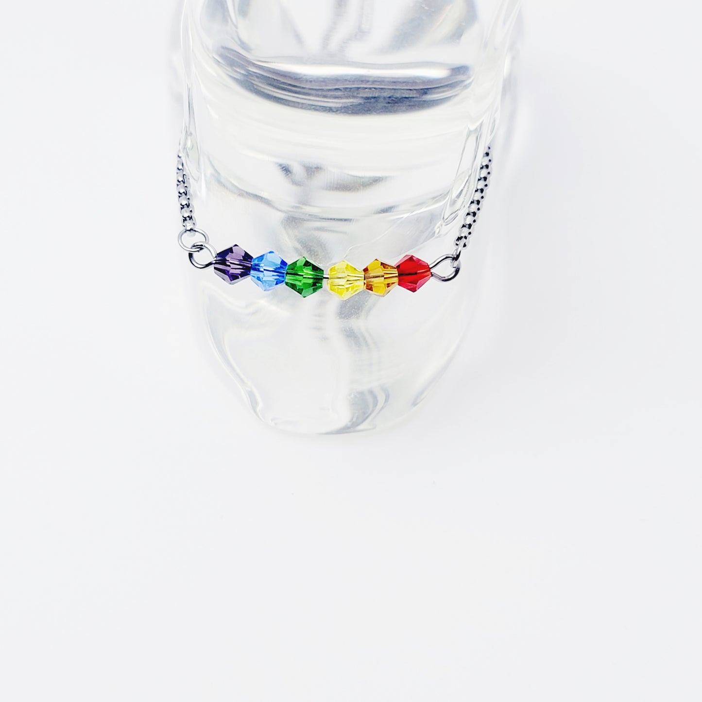 Pride Penis Noose, Stainless Steel, with Rainbow Crystals. MATURE, Penis Jewelry