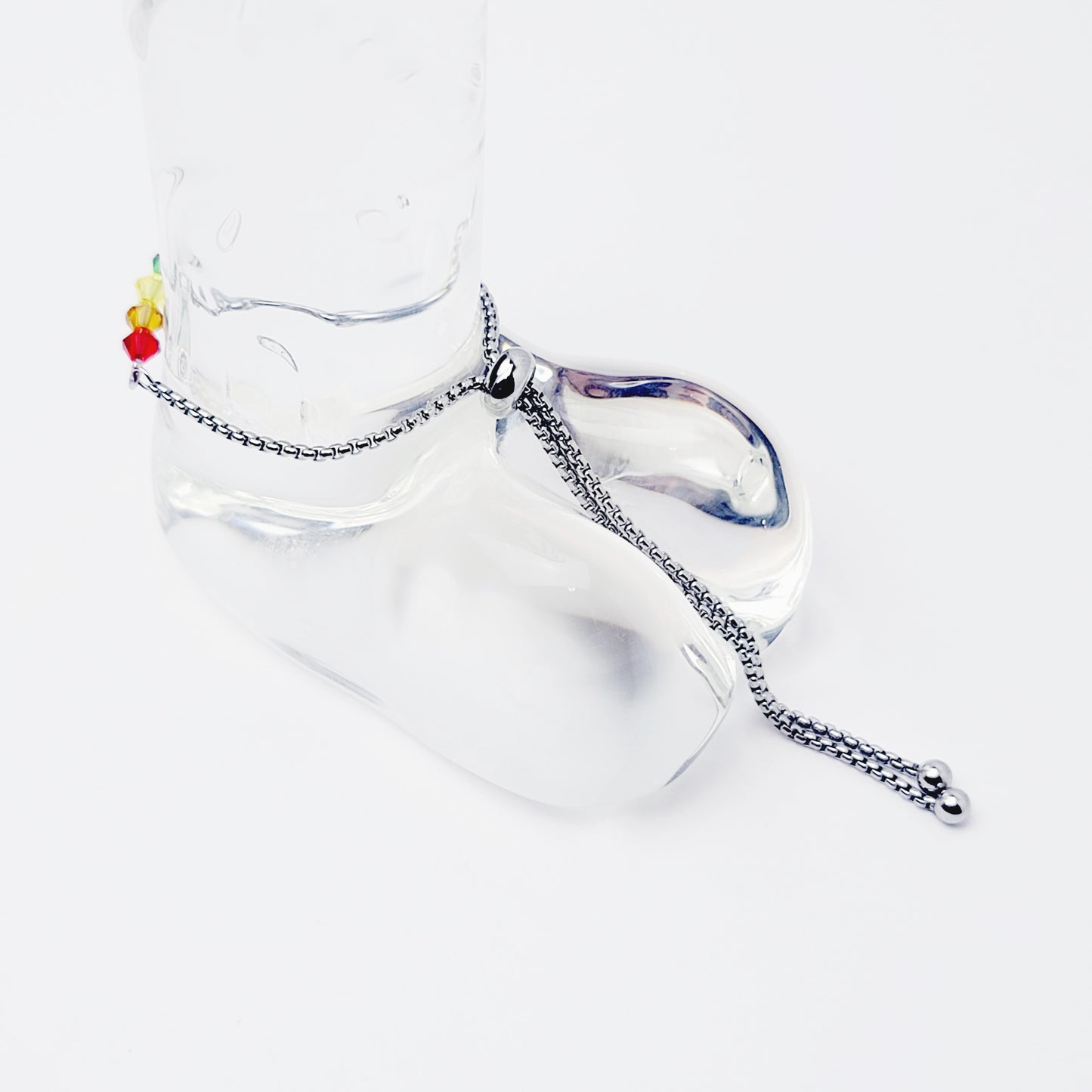 Pride Penis Noose, Stainless Steel, with Rainbow Crystals. MATURE, Penis Jewelry