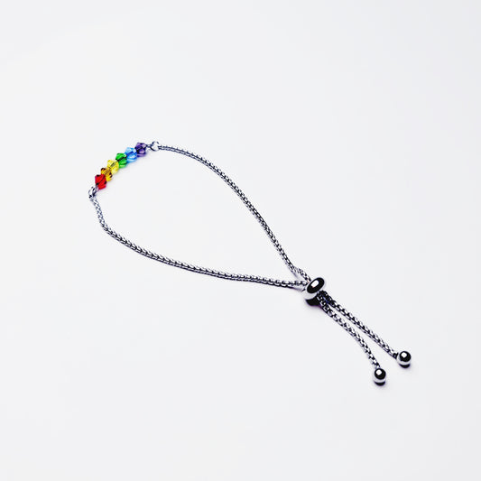Pride Penis Noose, Stainless Steel, with Rainbow Crystals. MATURE, Penis Jewelry