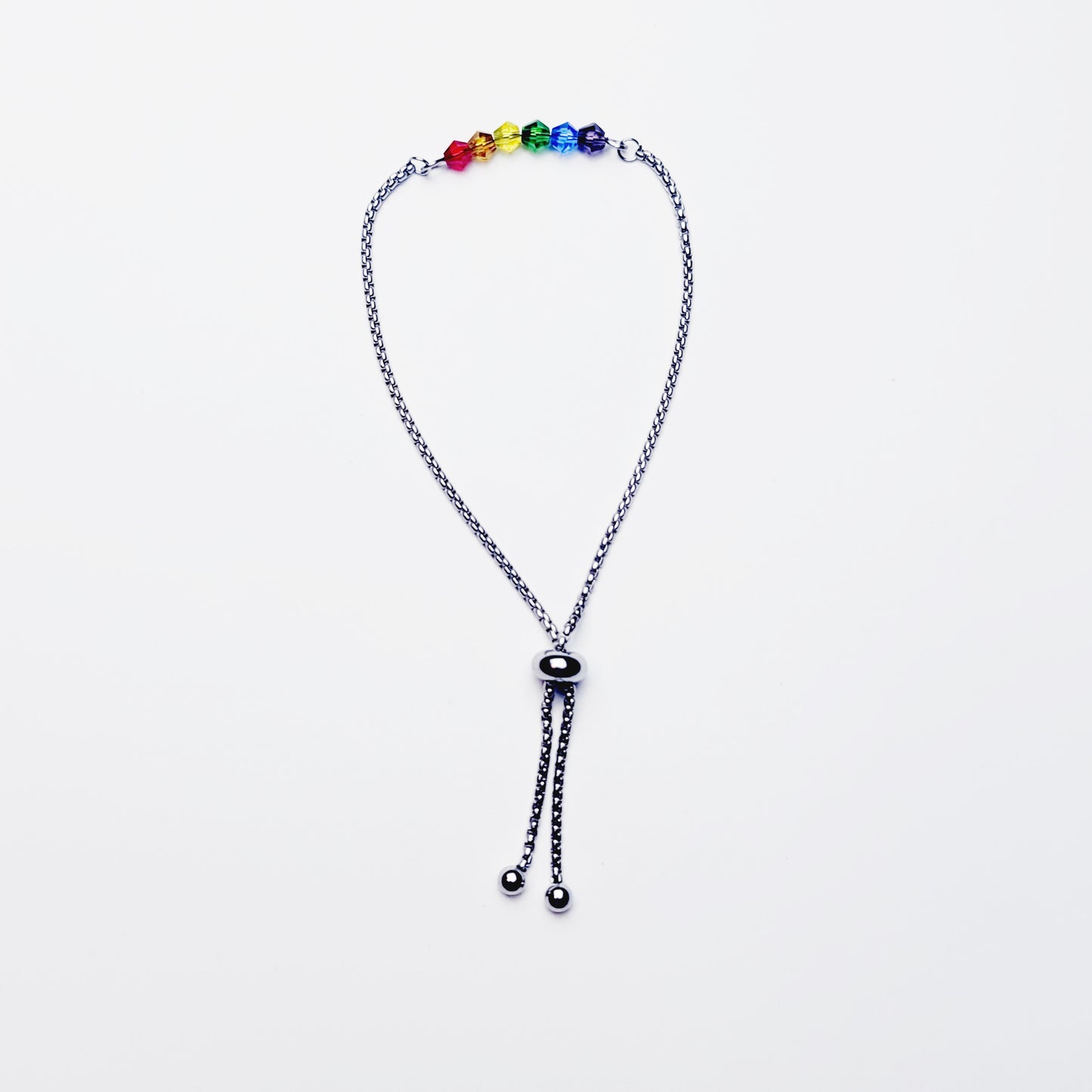 Pride Penis Noose, Stainless Steel, with Rainbow Crystals. MATURE, Penis Jewelry