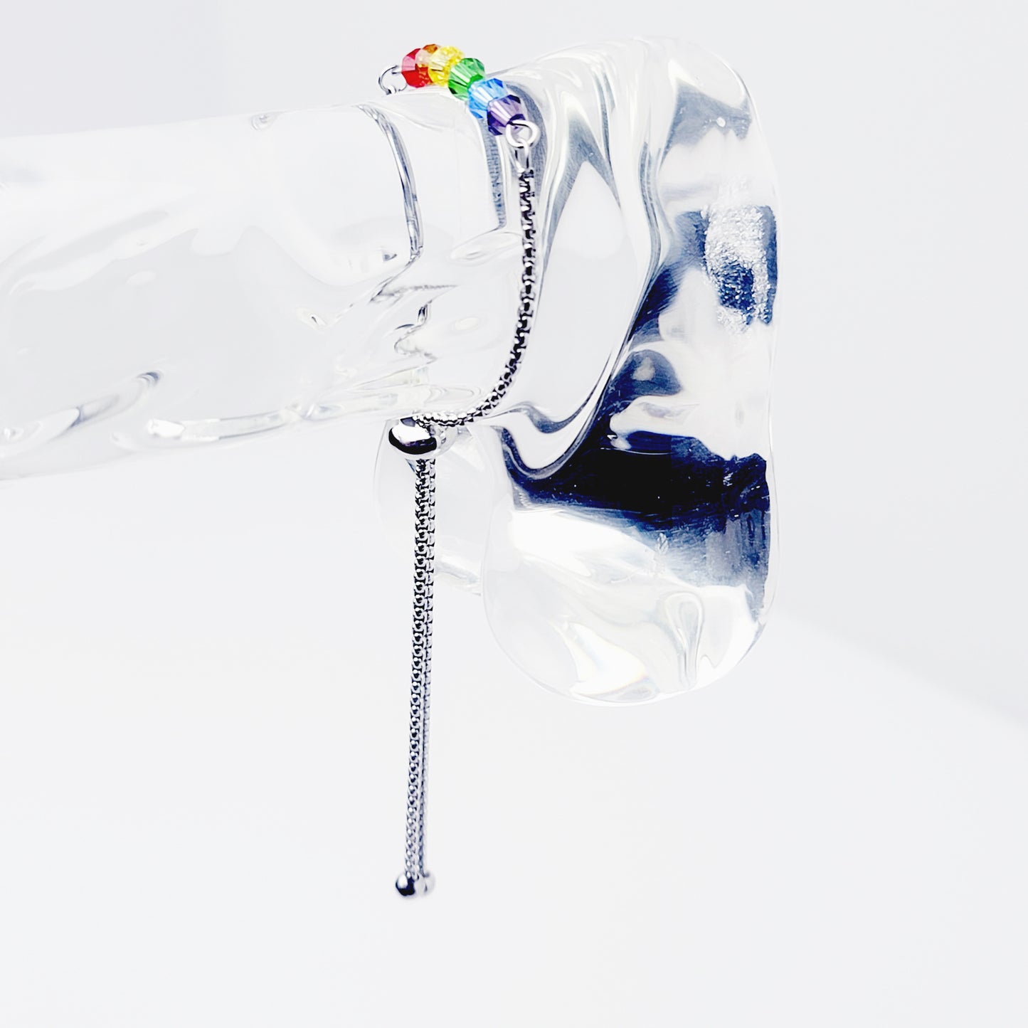 Pride Penis Noose, Stainless Steel, with Rainbow Crystals. MATURE, Penis Jewelry