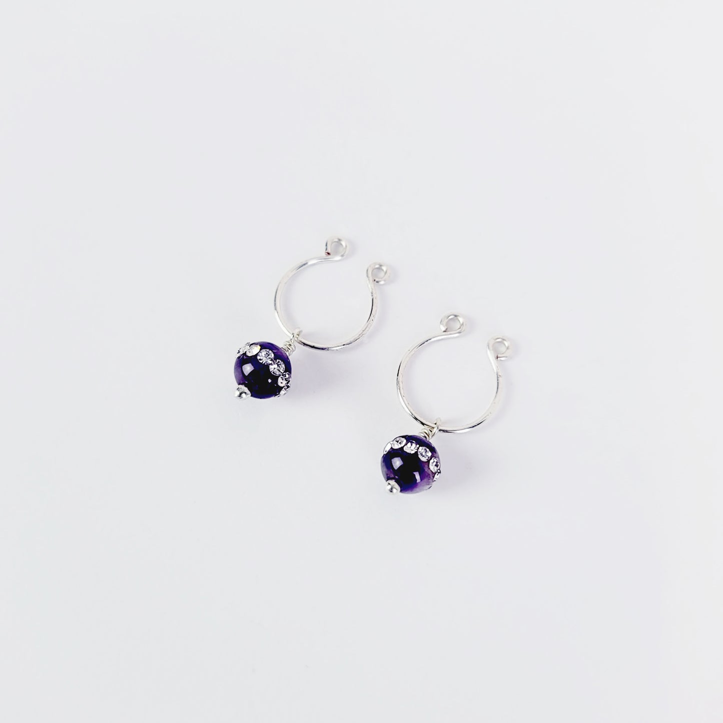 Nipple Rings with Amethyst or Rose Quartz Beads, Non Piercing. Horseshoe Style