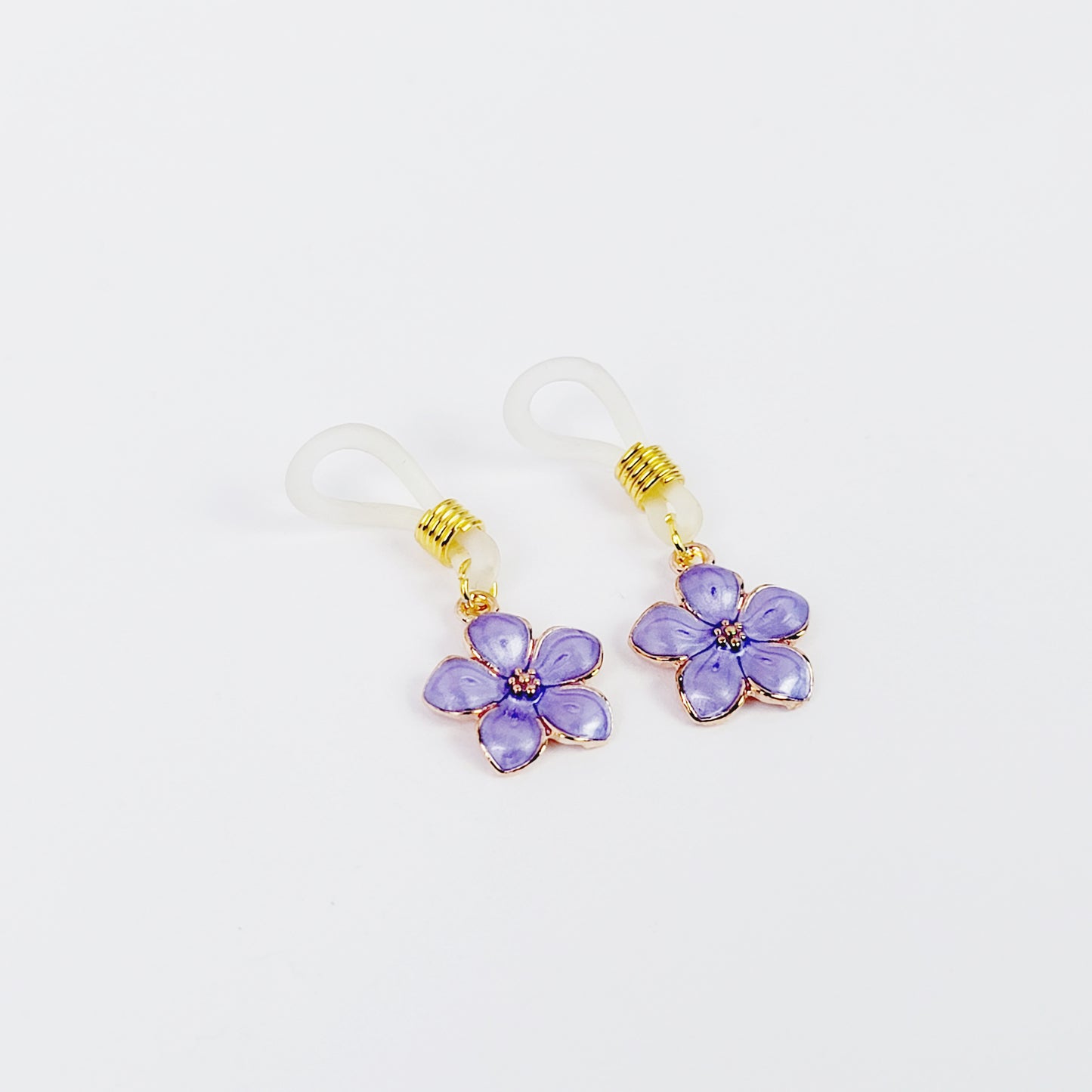 Non Piercing Nipple Noose Dangles with Purple Flowers. Fake Nipple Rings