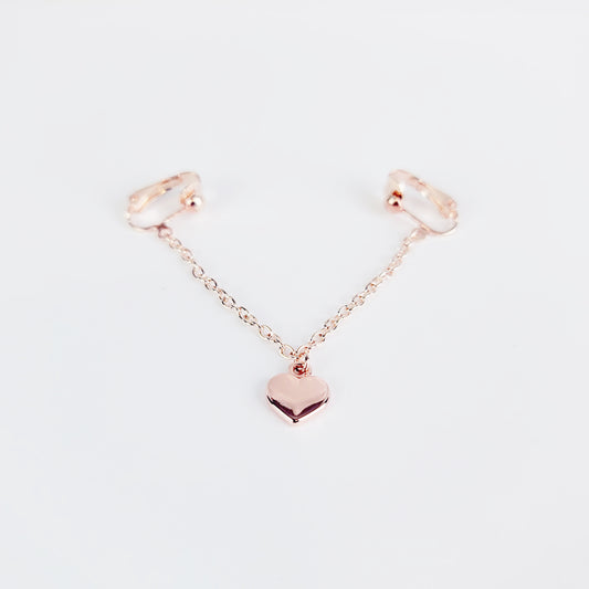 Labia Jewelry, Non Piercing. Rose Gold Labia Chain Dangle with Heart.