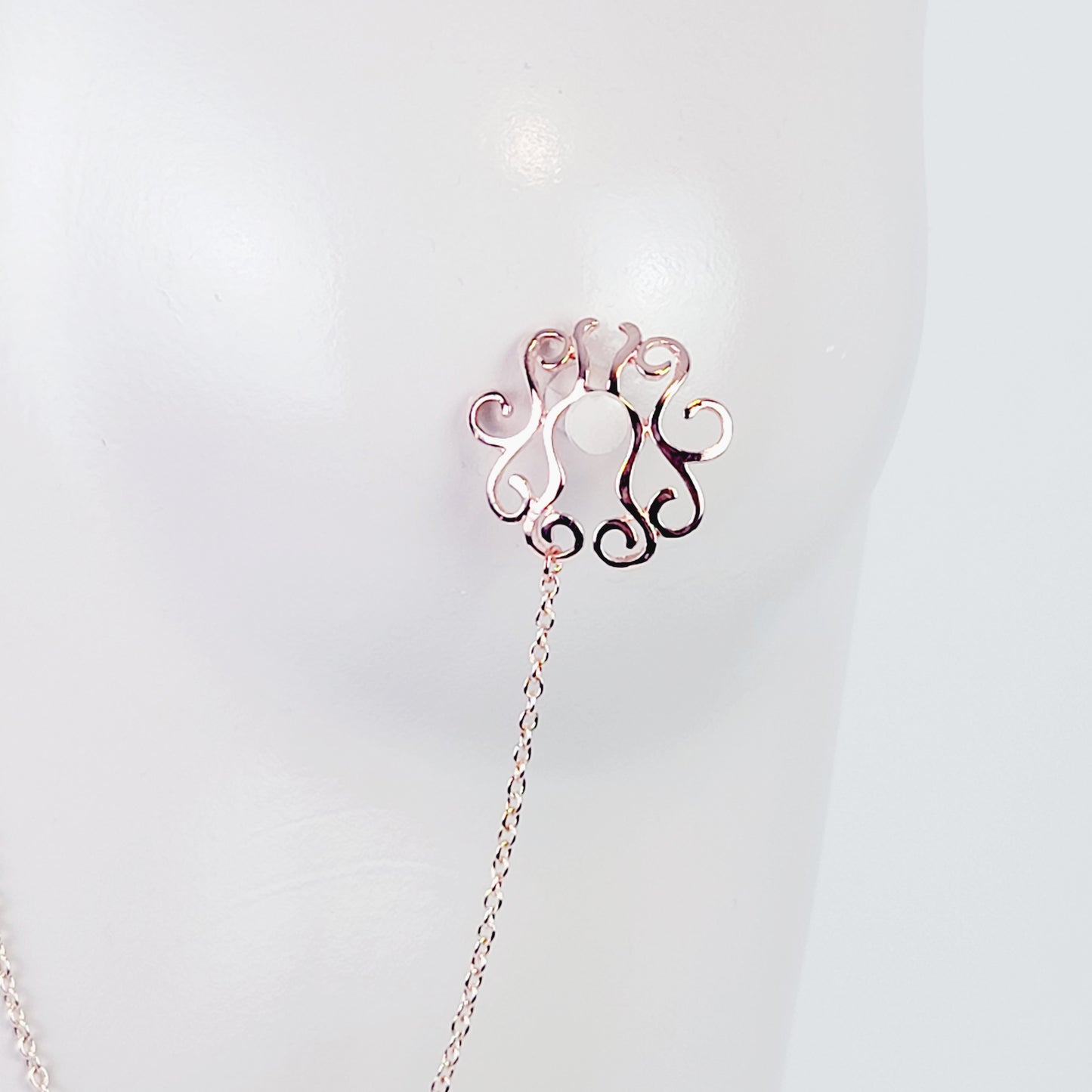 Nipple Shield Necklace with Adjustable Slider, Non Piercing Nipple, in Rose Gold or Gold