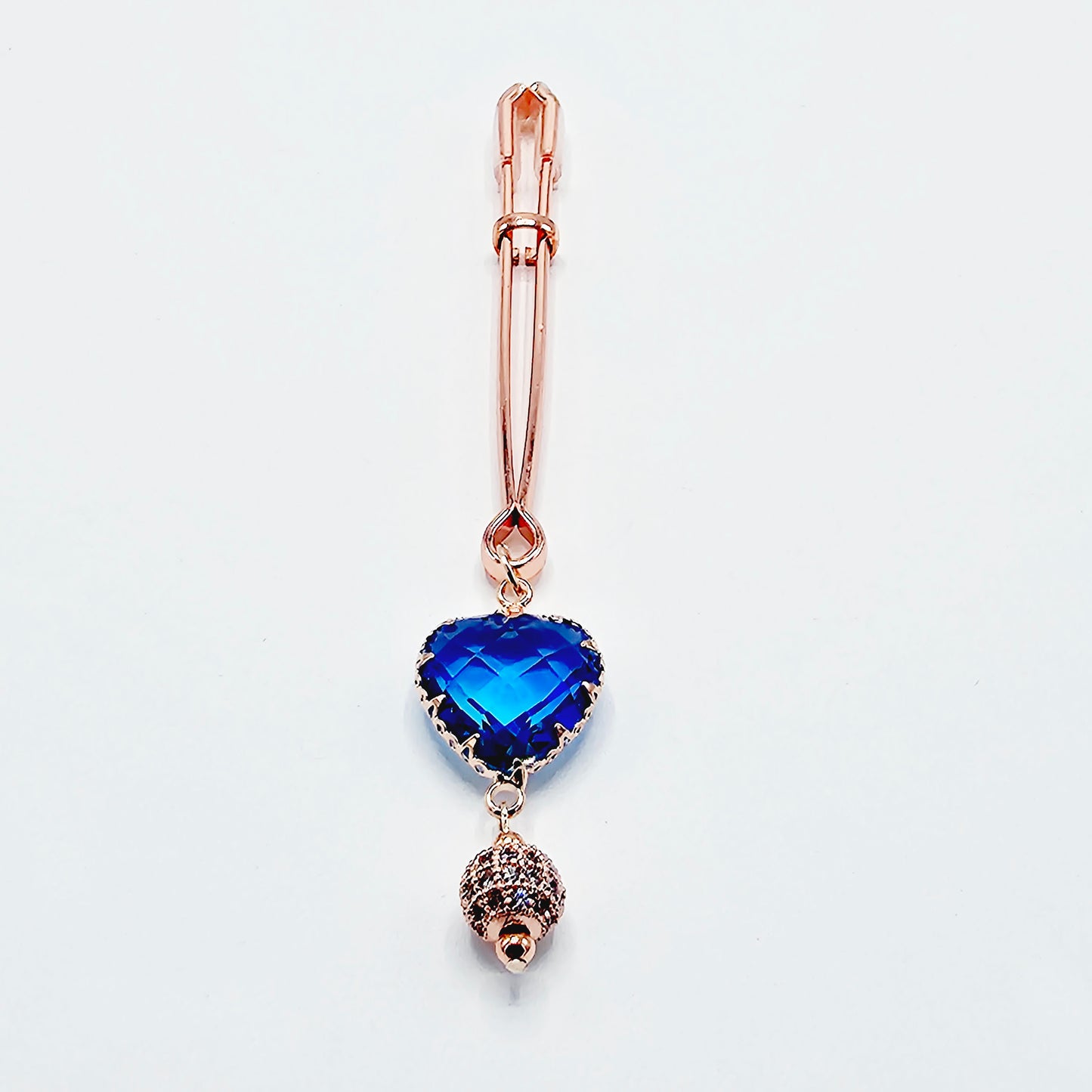 Clit Clamp with Heart, Rose Gold, and Rhinestones. Clitoral Clamp