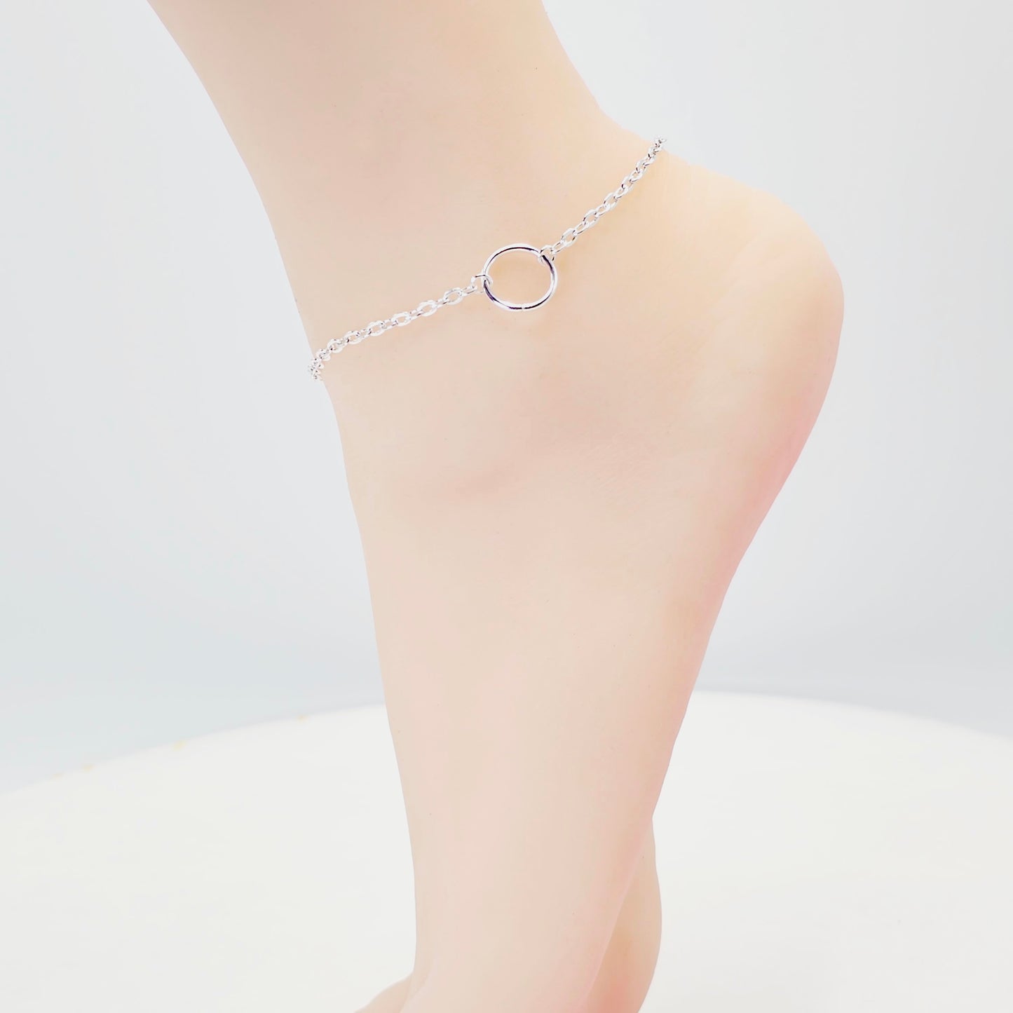 Silver Circle of O Anklet. Minimalist, BDSM, Ankle Bracelet for Submissive, DDLG, Slave, Discreet Collar