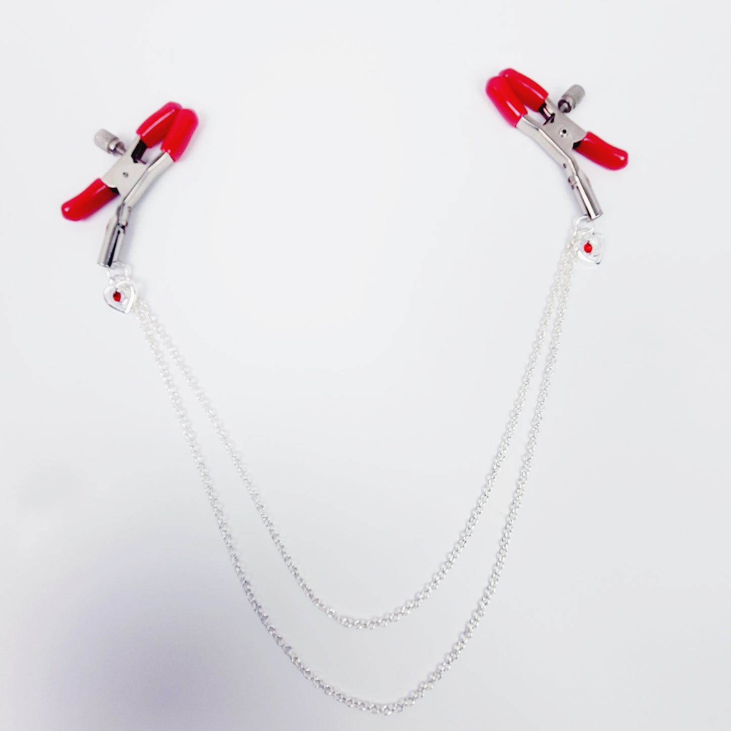 Adjustable Nipple Clamps With Chain Attached Hearts